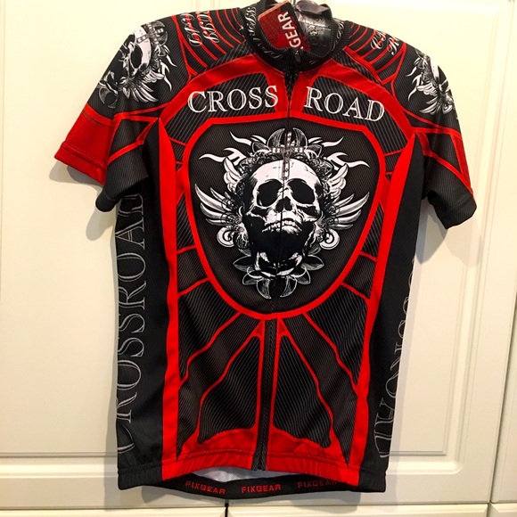 NWT Sold Out in America & Europe Fix Gear Skull Crossroad Cycling Jersey Sz.XL - Picture 2 of 9